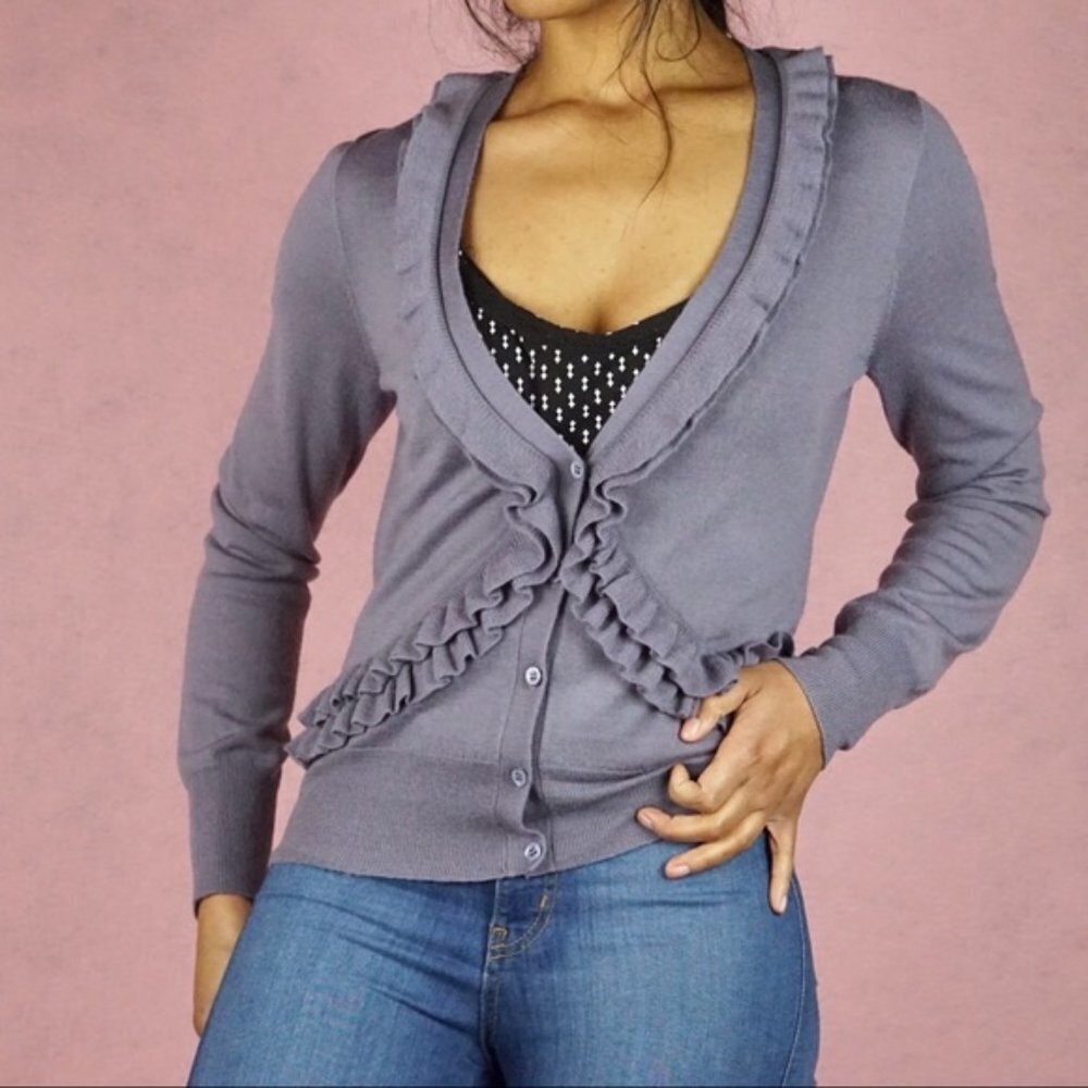 J. Crew Soft Merino Wool Ruffle Traversa Cardigan